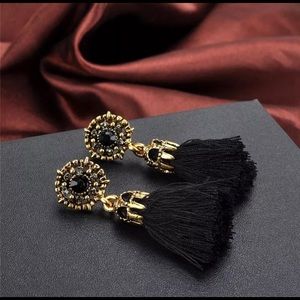 Small Black Tassel Earrings